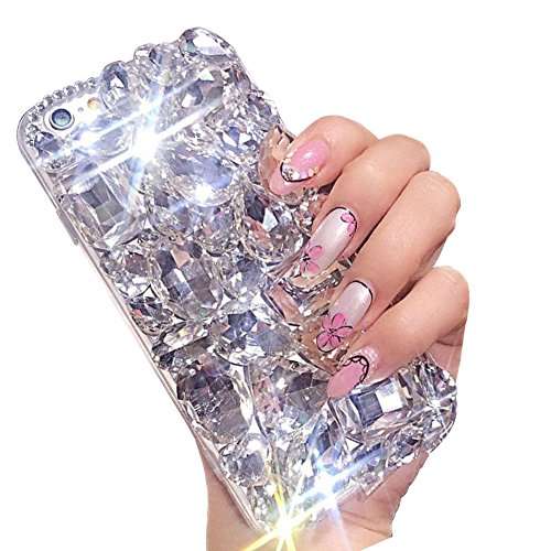 LCHDA Bling Diamond Case for Samsung Galaxy A20E/A10E, Glitter Clear Crystal Full Diamonds Luxury Sparkle Transparent Rhinestone Protective Bumper Phone Case Cove for Samsung Galaxy A20E/A10E-White 1