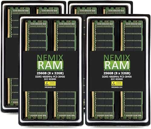 NEMIX RAM 256GB (8X32GB) DDR5 4800MHZ PC5-38400 1Rx4 1.1V CL40 288-PIN ECC RDIMM Registered Server Memory KIT Compatible with ASUS Pro WS WRX90E SAGE SE Workstation Motherboard