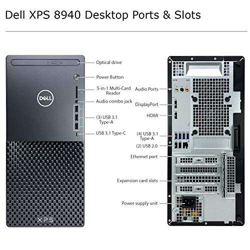 Dell XPS 8940 Desktop Computer - 11th Gen Intel Core i7-11700 8-Core up to 4.90 GHz CPU, 8GB RAM, 1TB HDD, Intel UHD Graphics 750, Killer Wi-Fi 6, 500W PSU, DVD Burner, Windows 11 Pro, Black 6