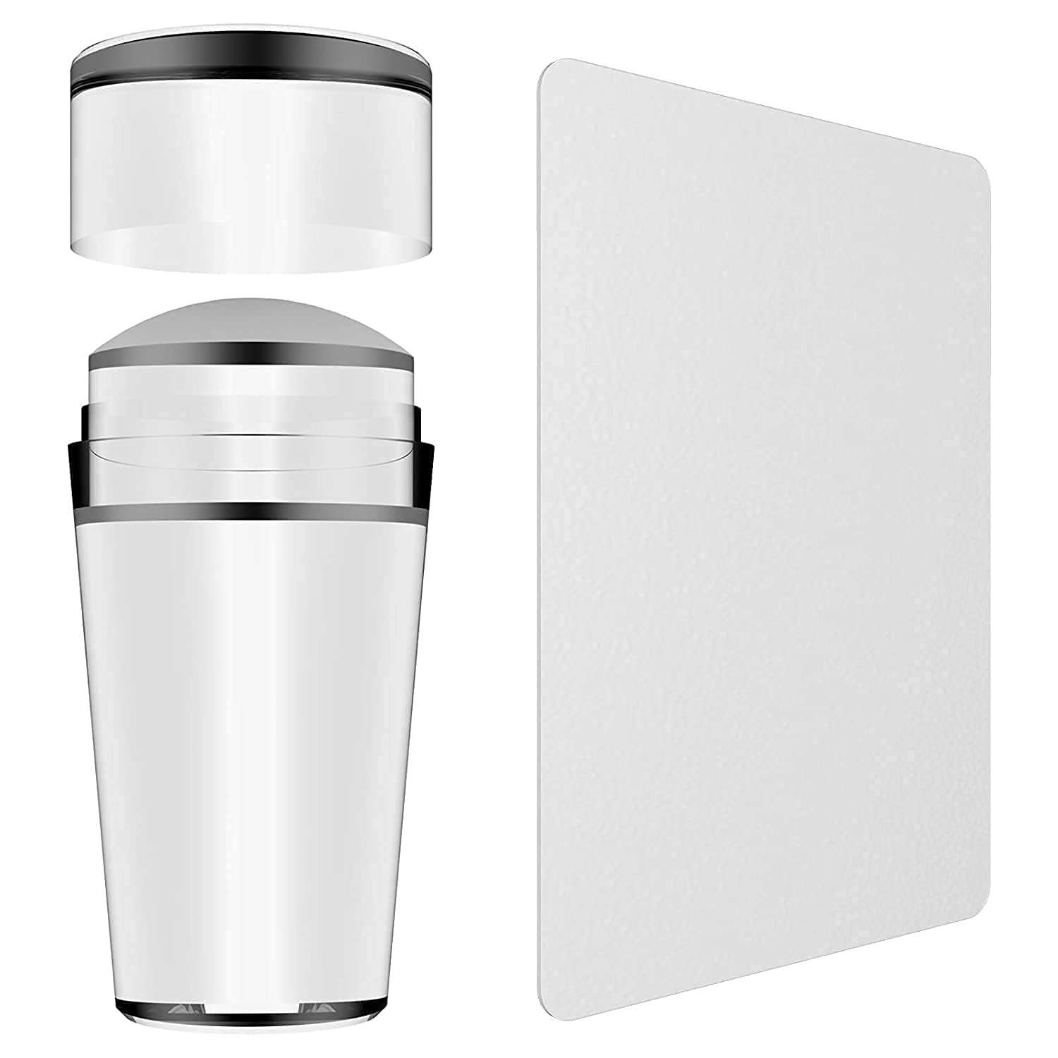 Buransh Transparent Silicone Head Clear Jelly Nail Art Stamping Stamper with Cap Scraper Image Plate Manicure Tool Polish Kit Matte Handle for Girl Female Woman pack of (2 pcs stamp) 1