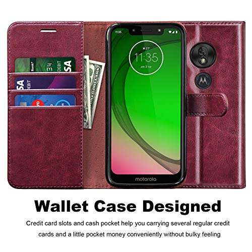 Tiflook Wallet Case for Moto G7 Play/Moto G7 Optimo 5.7", PU Leather Flip Folio [Kickstand][RFID Blocking][Magnetic Closure][Card Slots] Bumper Shock-Absorption Phone Cover, Wine Red 3