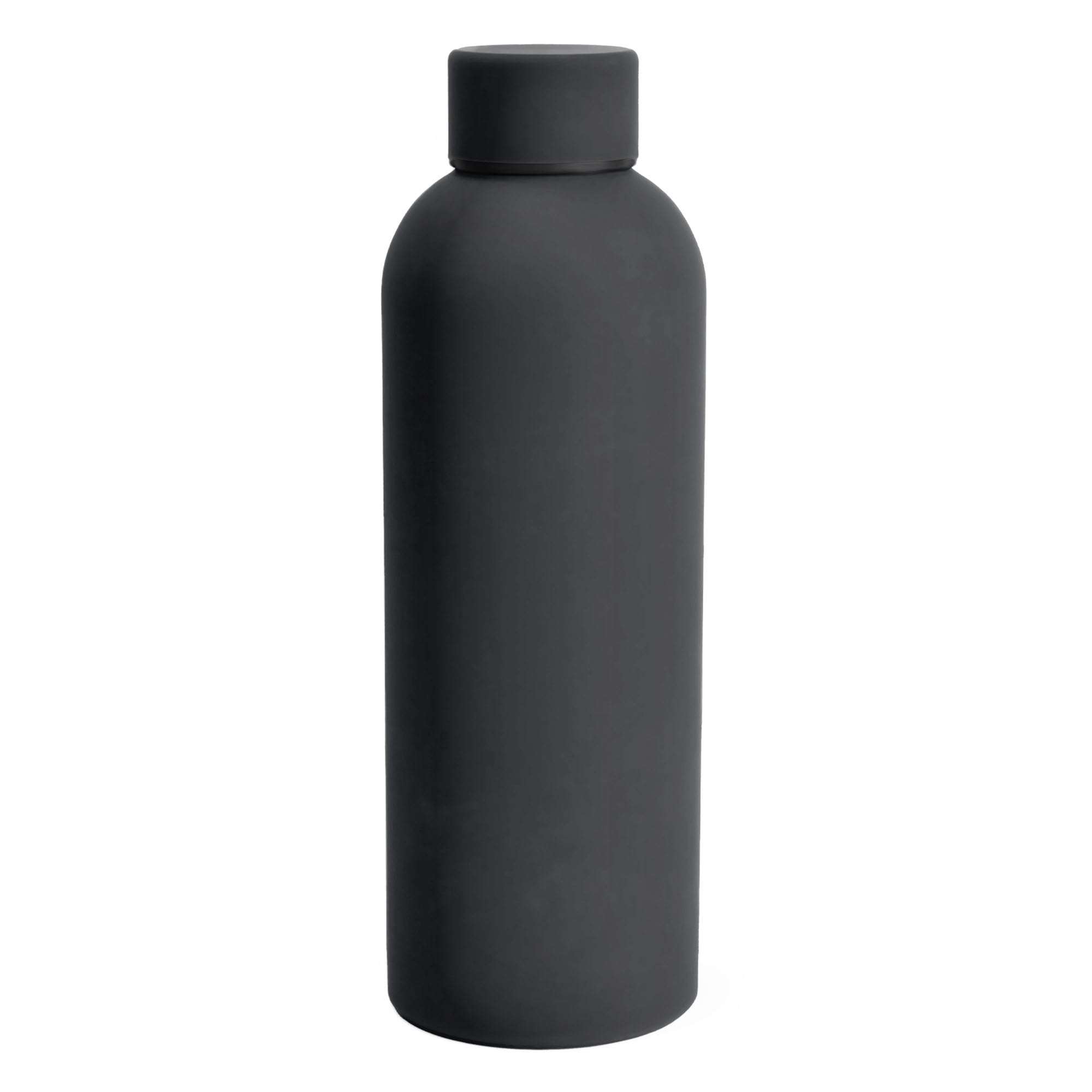 SuperGeneriX 17oz Matte Finish Stainless Steel Water Bottle | Vacuum Insulated Travel Bottle |12 hrs Hot & 18 hrs Cold| Smooth Rubber Finish Water Bottle (Black) 1