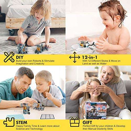 CIRO 12-in-1 Solar Robot Toys, STEM Education Activites Kits for Kids 8-12, 190 Pieces Building Sets 5
