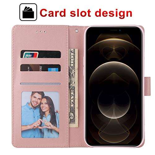 EYZUTAK Case for Samsung Galaxy A21S, Premium PU Leather Golden Embossed Geometric Marble Pattern Wallet Case with Detachable Wrist Strap, Magnetic Closure Card Slots Flip Case - Purple Flower 3