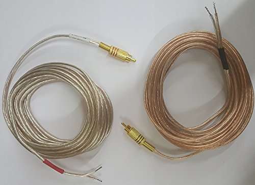 iecables Pair of Gold Plated Metal RCA (Phono) Red/Black Connectors to Open 16 awg Speaker Wire Leads (Heavy Duty 16 Gauge Perfect for Amplifiers and Subwoofers) 10 Feet 1