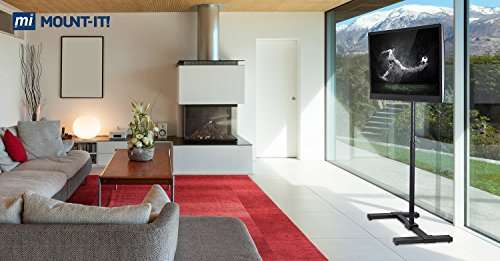 Mount-It! Portable TV Floor Stand | Universal Pedestal for 13-42 Inch TVs and Monitors | Height Adjustable 29.5-52 Inches | VESA up to 200x200 mm | Lightweight Indoor & Outdoor TV Mount with Tilt 3