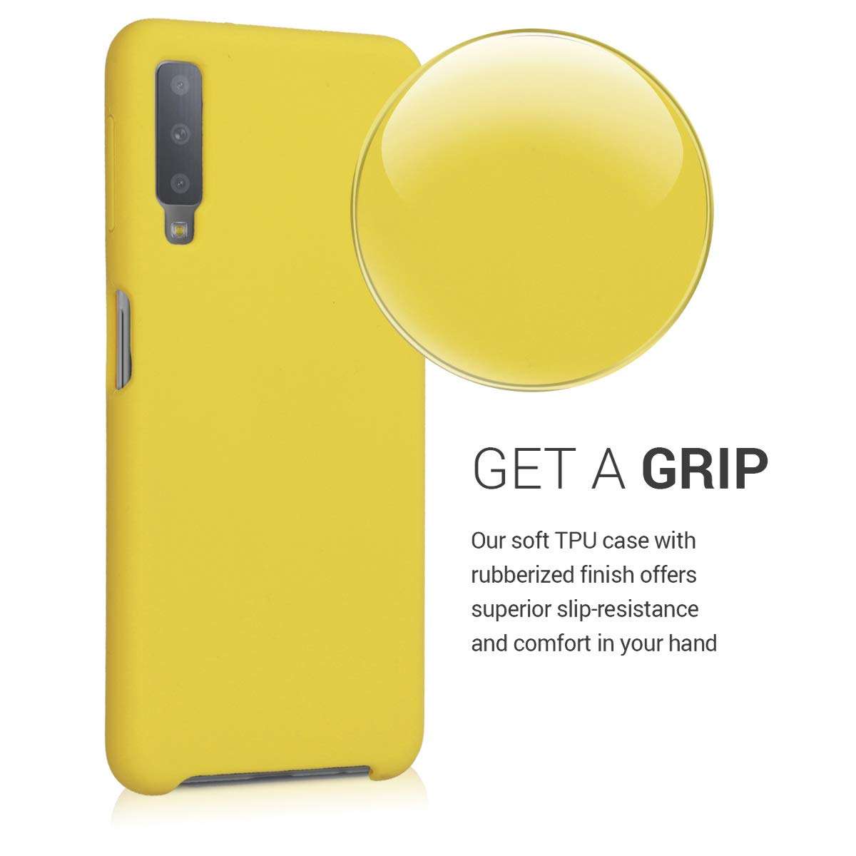 kwmobile TPU Silicone Case Compatible with Samsung Galaxy A7 (2018) - Case Slim Phone Cover with Soft Finish - Radiant Yellow 3
