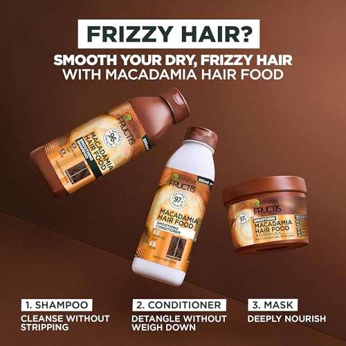 Garnier Fructis, Hair Mask for Dry Unruly Hair, Smoothing & Nourishing, Macadamia Hair Food, 390 ml 6