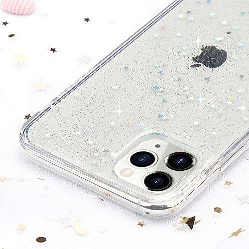 for iPhone 11 Case LAPOPNUT Super Cute Bling Glitter Star Crystal Clear Case Ultra Slim Case Chic Flexible TPU Gel Luxury Cover with Sequins Back Bumper for iPhone 11, Clear 6