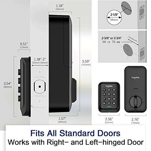 Keyless Entry Door Lock, Hugolog Electronic Keypad Deadbolt Auto Lock, Easy to Install and Program, Battery Backup for Front Door, Garage Door, Back and Side Door, Bedroom Door, Black … 6