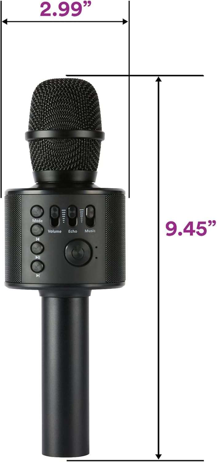 Core Innovations Wireless Bluetooth Karaoke Microphone with Built-in Speakers + HD Recording, Portable Handheld Mic | Black 4