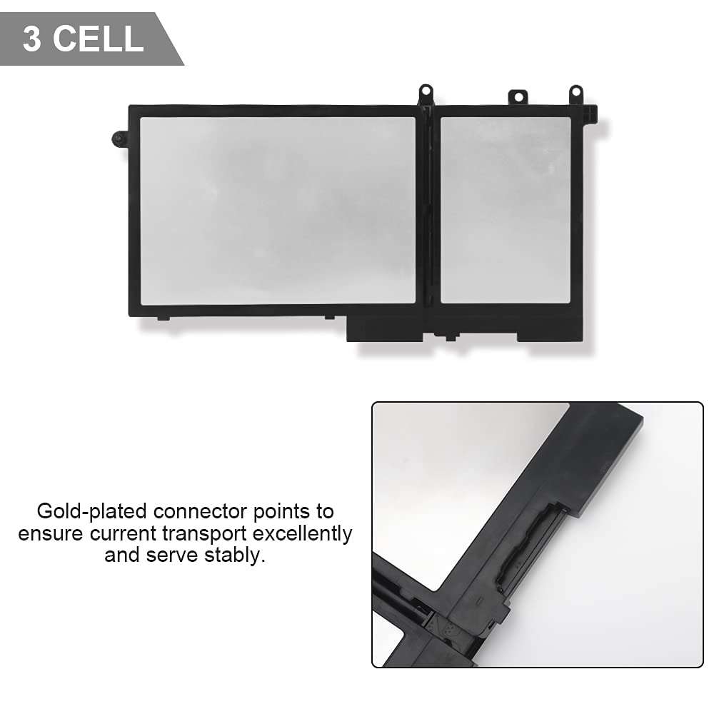 INDMIRD 93FTF Laptop Battery for Dell Latitude 5280 5480 5580 5290 5490 5590 Series Replacement D4CMT 4YFVG 83XPC 083XPC 11.4V 51Wh New 6
