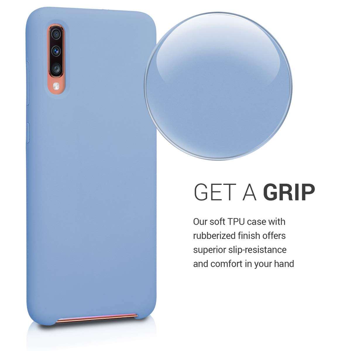 kwmobile TPU Silicone Case Compatible with Samsung Galaxy A70 - Case Slim Phone Cover with Soft Finish - Dove Blue 3