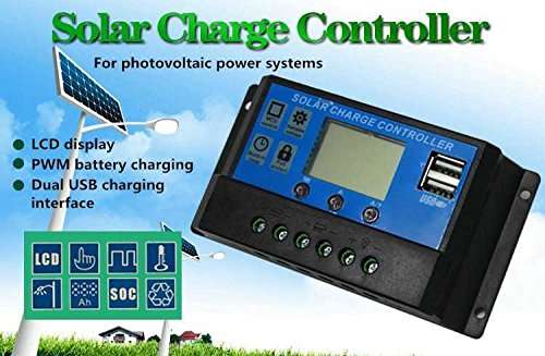 SPARKEL PWM 12V/24V 30A Digital Solar Charge Controller with Dual 5V USB Charging, Dusk to Dawn Feature for Batteries Lead Acid(SPSCC-230) 5