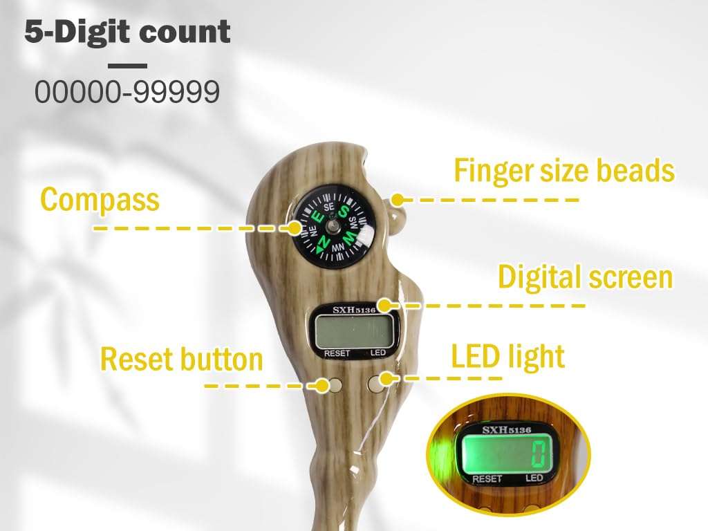 Anlising 3PCS Digital Beads Counter, Buddha Beads Counter, Prayer Beads Counter, Digital Finger Counter, Digital-Tasbih Counter with Compass and Light, for Meditation, Relaxation, Muslim Prayer 4