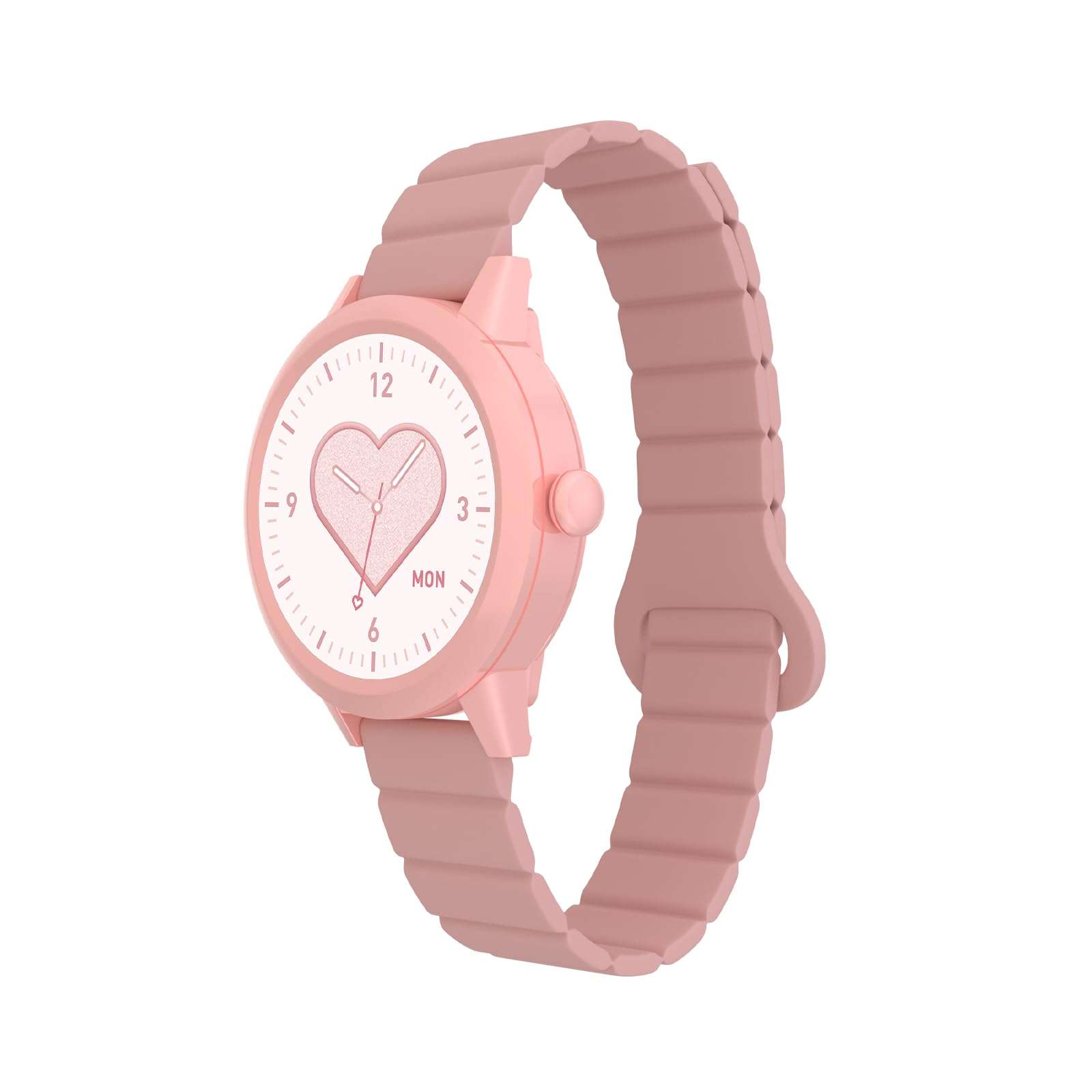 KAVVO Macaron 36mm Round Stylish Watch, 1.106'' AMOLED Retina Screen, Always-on Display, Silicone Magnetic Suction Strap, Female Health Record, Waterproof(Sakura Pink) 1