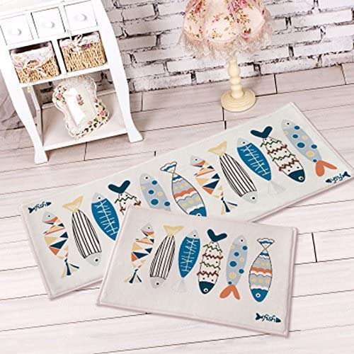 WorldCare® Green, Size02 : 40Cmx60Cm 1Pcs Colorful Suede Floor Mats Bedside Carpets Bathroom Fish Pattern Kitchen Non-Slip Shower Carpet 1