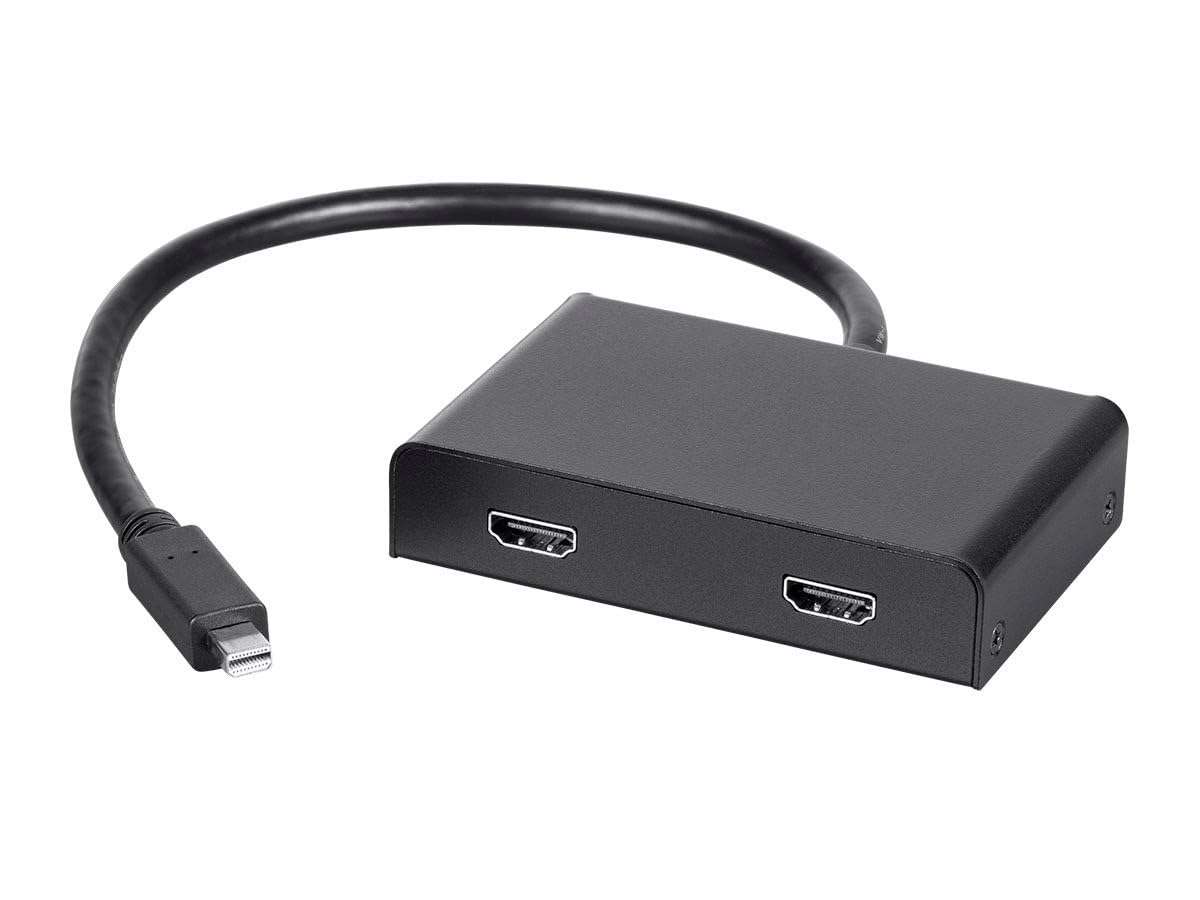 Monoprice 2-Port Mini DisplayPort 1.2 to HDMI Multi-Stream Transport (MST) Hub, Mini DP to HDMI,Black 1