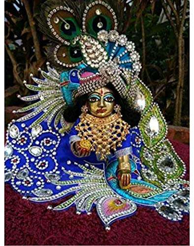 Jaisakshi Brass laddu Gopal ji/kanaiyya ji/balgopal ji/Big Size 18cm / Weight 800grm with Fancy Stone sringaar 1