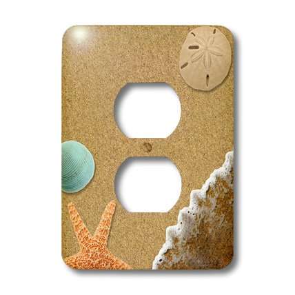 3dRose lsp_172139_6 Sandy Beach with Shells - 2 Plug Outlet Cover 3