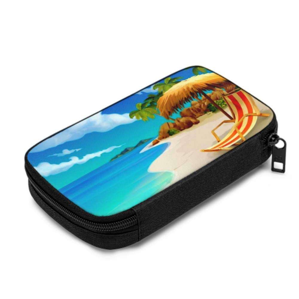 Electronics Accessories Organizer Bag Tropical Beach Lounge Chair Vector Background Electronics Organizer Traveling Electronic Organizer Storage Bag of Cases for Cable, Charger, Phone, USB, Sd Card 2