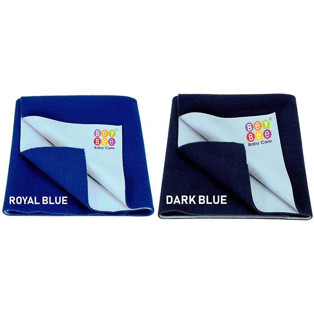 BeyBee Waterproof Bed Protector Sheet (Large (140cm X 100cm), Royal Blue) & Beybee Quick Dry Waterproof Bed Protector Medium Size, Dark Blue, (100 cm x 70 cm )