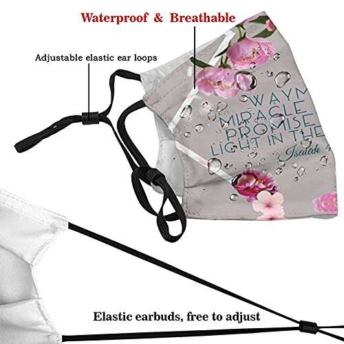 LAIPUTER Jesus Waymaker Miracle Worker Promise Keeper Isaiah Face Mask With 2 Filters Reusable Breathable Adjustable Anti-Dust Wind Sun-Proof Fashion Balaclava For Women Men 4