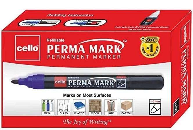 Cello Perma Mark Permanent (Black) Bold Marker (count of 10)(pack of 10) 1