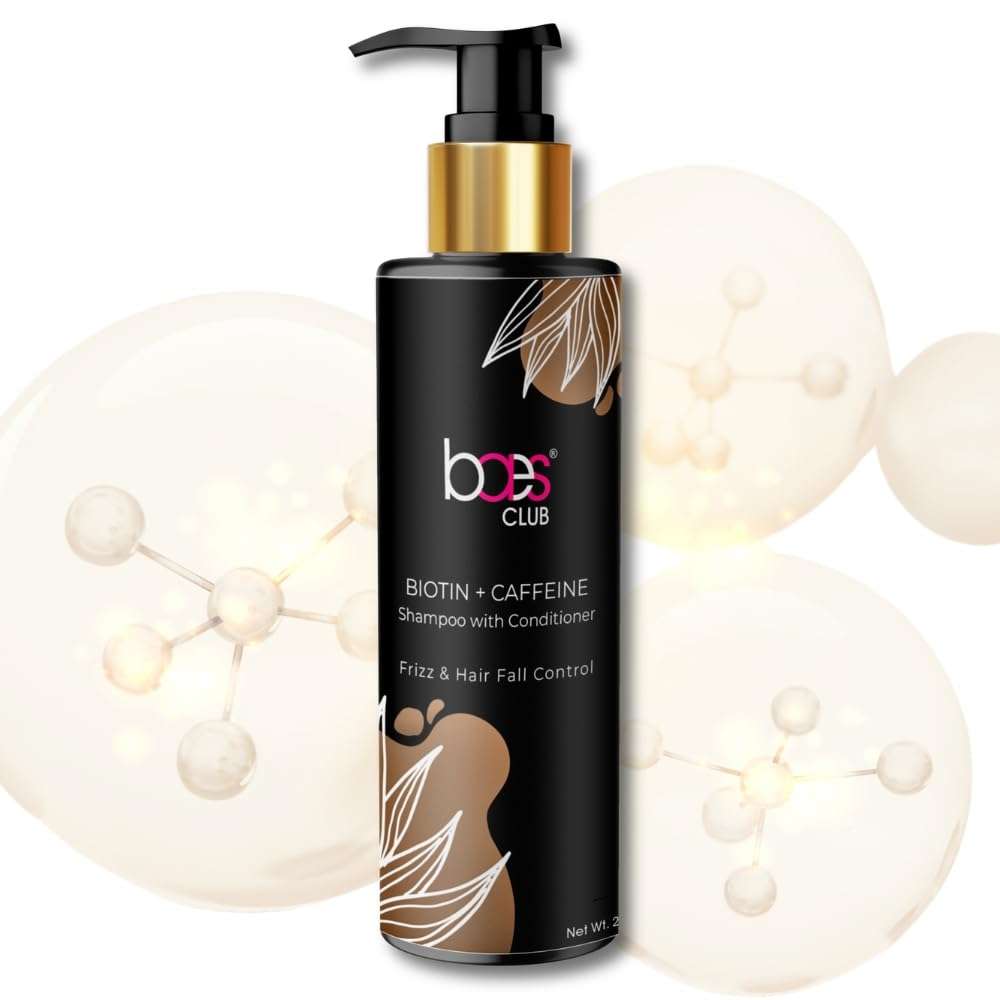 Baes Club's Biotin + Caffeine Shampoo with Conditioner | 2-in-1 shampoo with conditioner | Thicker, Shinier & Healthier Hair | 100% Vegan, Parabens Free & Soap Free – 200 ML