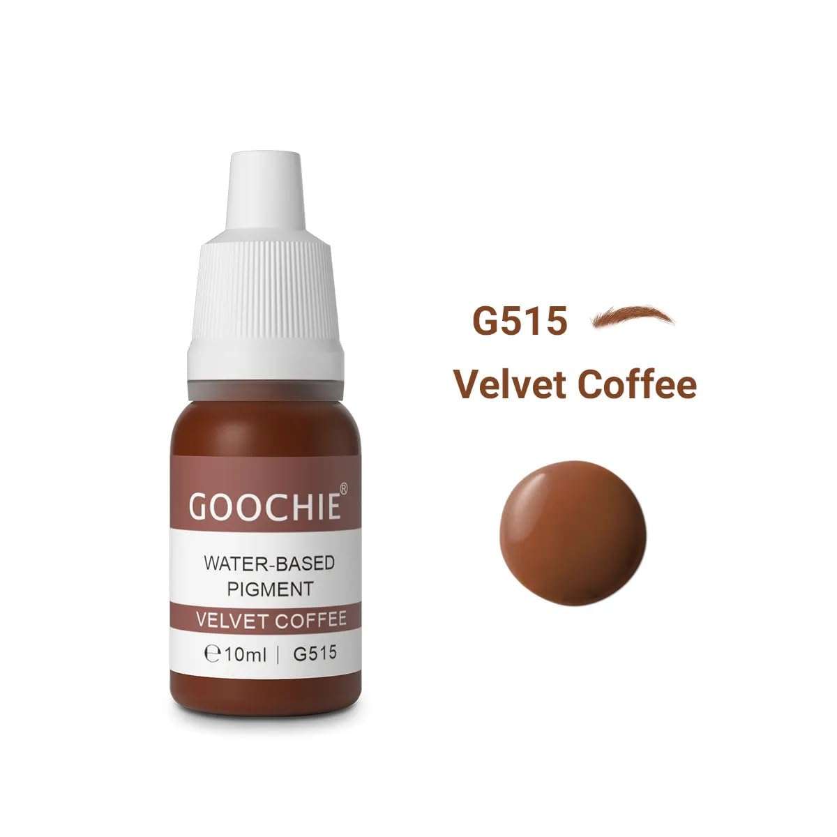 Goochie Superior Semi Organic Liquid Water Based Micro Pigment EU Standard Machine Permanent Makeup Pigment 10ml Eyebrow Pigment Velvet Coffee - G515 3