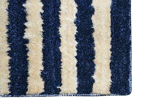 ENYRA Tufted Montella Bath Mat Stripes Lines Design, Bathroom Rug Floor Mats, Water Absorbent Anti-Skid Kitchen Floor Mat (40x60 CM) Pack of 2 Piece - Blue 5