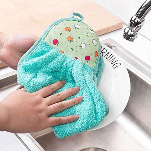 Hn'K Microfiber Hanging Towel for Wash Basin | Kitchen Towel Napkin| Bathroom Towels (Random Color Pack of-6) 6
