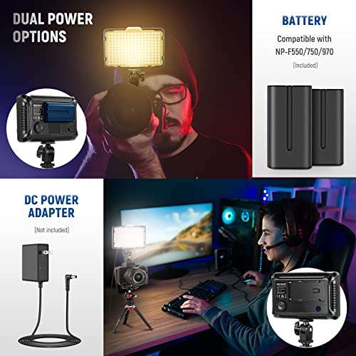 Neewer Dimmable 176 LED Video Light with 2-Pack 2600mAh Li-ion Battery and Dual USB Battery Charger Lighting Kit for Canon, Nikon and Other Digital SLR Cameras for Photo Studio Video Shooting 5