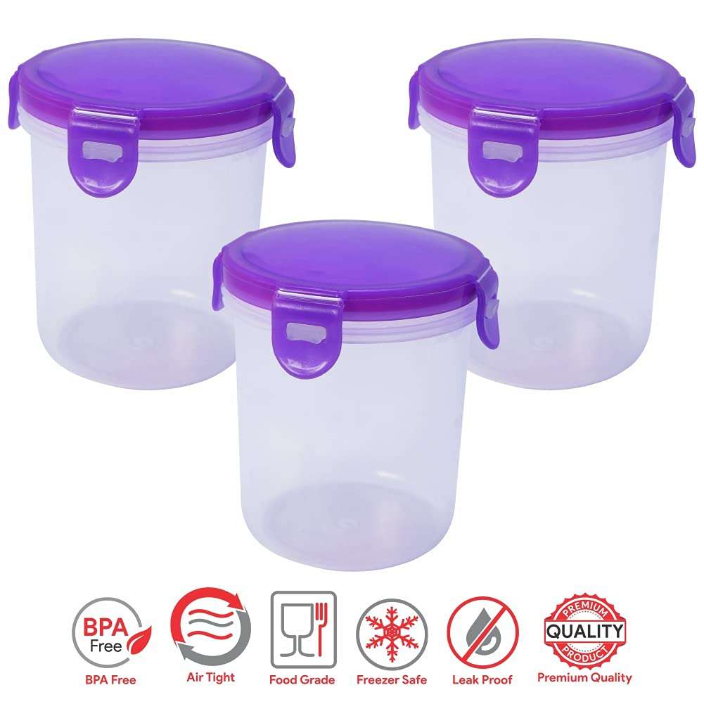 Wonder Plastic Klick N Seal 500 Kitchen Grocery Container With Air Tight, Set of 3, 500 ml, Violet Color 5