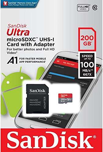 SanDisk Ultra 200GB MicroSD XC Class 10 UHS-1 Mobile Memory Card for Huawei MediaPad M6 8.4 10.8 P Smart Z with USB 3.0 MemoryMarket Dual Slot MicroSD & SD Memory Card Reader 2