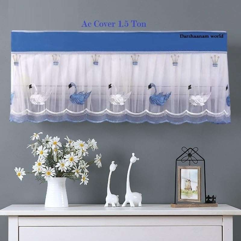 DARSHANAM WORLD Polyester Newest Desiging Ac Cover For 1.5 Ton, Split AC Dust Proof Washable Air Conditioner Cover For All Seaso, Dust Cover Folding Designer Ac Cover (Blue Duck 1.5 Ton Ac Cover) 1