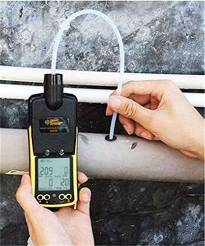 Digital Multi Gas Monitor LCD Display Rechargeable Battery Powered Alarmable Portable 4 in 1 Gas Detector Meter Tester Analyzer with Professional Sampling Pump 4