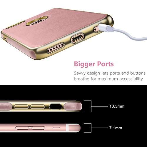iPhone 6s Case, LOHASIC Ultra Slim [Premium Texture Grip] [PU Leather & Soft TPU & Plating Coated Frame] Seamless Hybrid Elegant Cover Case for iPhone 6s & iPhone 6(4.7 Inch,Rose Gold) 2