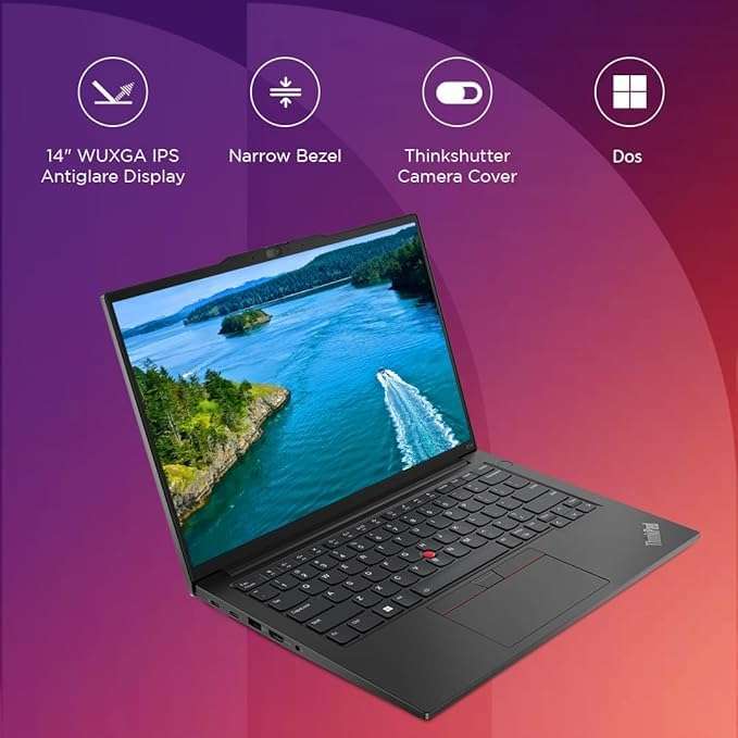 Lenovo ThinkPad E14 Intel Core i3 13th Gen 14" WUXGA IPS 300 Nits Thin and Light Laptop (8GB RAM/512GB SSD/DOS/Fingerprint/Black/1Y Premier Support/1.41 kg), 21JKS12V00 3