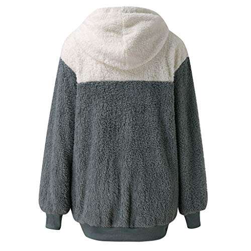 Womens Sweatshirts Fall Fleece Jackets Long Sleeves Shaggy Sherpa Pullover Winter Coats with 1/4 Zipper( Grey, X-Large ) 3