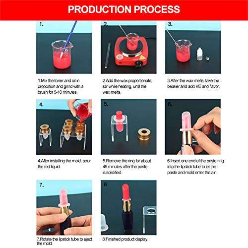 Silicone Lipstick Mold Kit, 12.1MM Innovative and Lovely DIY Homemade Balm Lip Mold Multi Shapes Lipstick Making Mould Crafts Tool Kit(Single Hole Set) 6