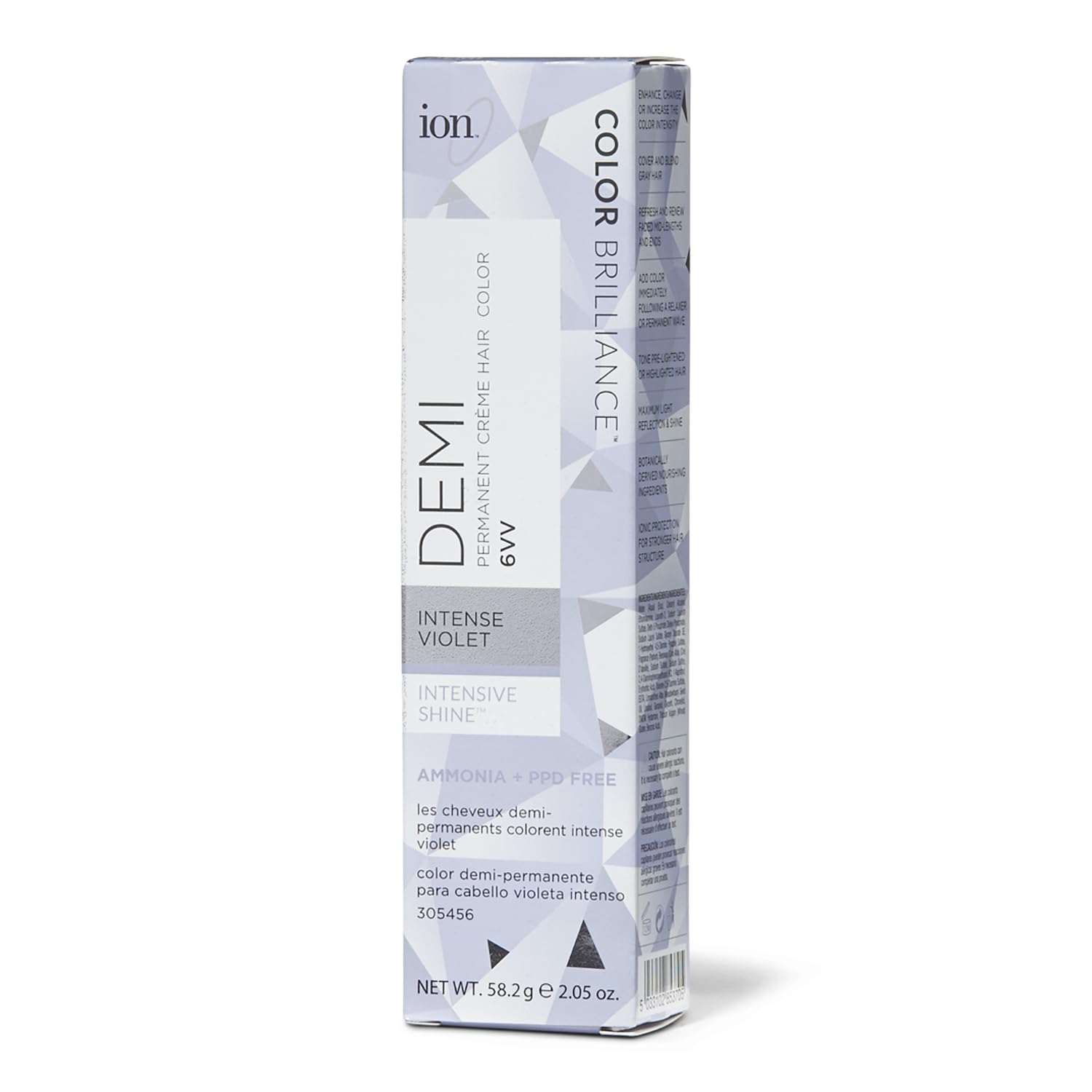 Ion Intensive Shine 6VV Intense Violet Demi Permanent Creme Hair Color 6VV Intense Violet