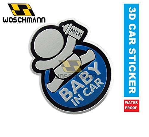 Woschmann-3D Waterproof Aluminum Baby in CAR Sticker-Blue 4