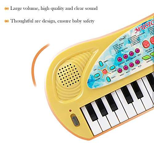 aPerfectLife Kids Piano Keyboard, 32 Keys Multifunction Portable Toy Piano Electronic Music Keyboard Instrument for Early Learning Educational (Yellow) 4