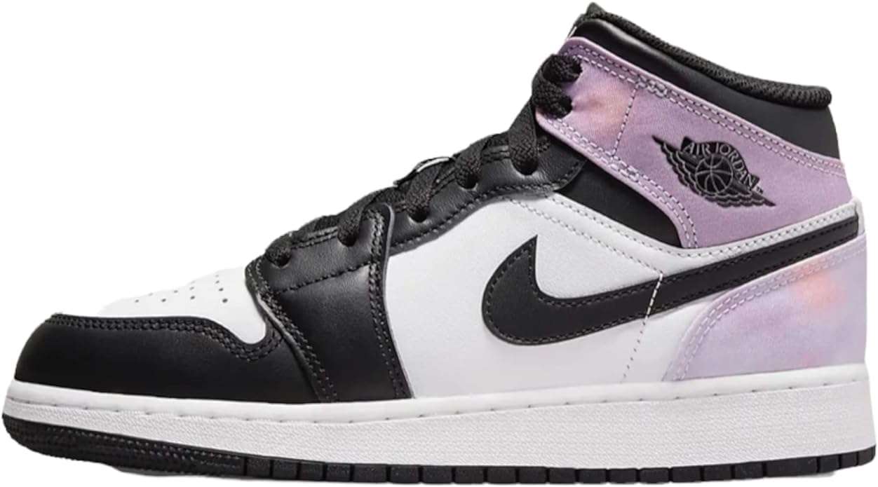 Nike boys Air Jordan 1 Mid Sneaker, Black/Bleached Coral-white, 6 Big Kid