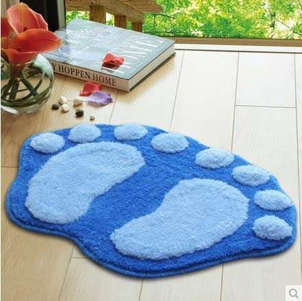 WorldCare® Blue : 6Colors Bath Mats Kitchen Door Bathroom Waste-Absorbing Rug Non-Slip Big Feet Mats Bathroom Accessories 3 1