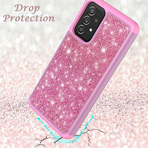 Glitter Case for Samsung Galaxy A52 / Samsung Galaxy A52 5G / 4G | 6.5 Inch | Cute Sparkle Protective Cell Phone Basic Case for Girls Women | TPU+PC Anti-Shock Anti-Scratch Covers 2021 (Pink) 6