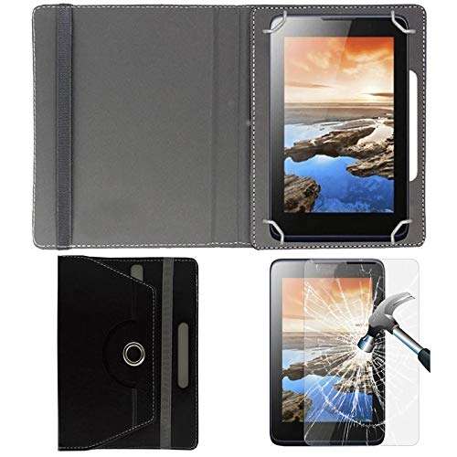 Hello Zone Exclusive 360� Rotating 7� Inch Flip Case Cover + Free Tempered Glass for Google Nexus 7 2013 -Black 1