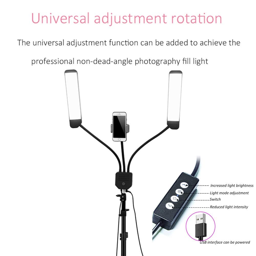 Fill light ZGM Ring Light Selfie LED Two Arms with Tripod and Phone Holder Beauty Lamp 3-Color Lighting/10 Brightness USB YouTube Live Broadcast Tiktok Video Makeup Photography 6