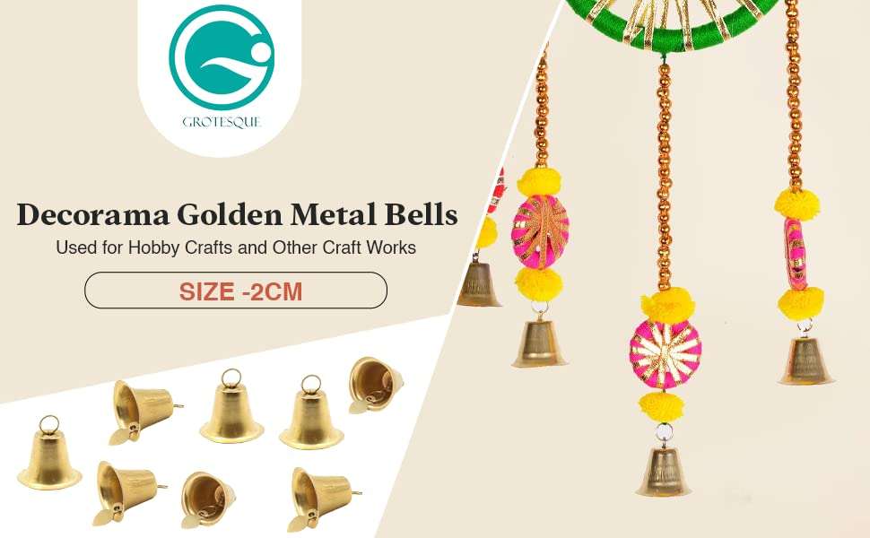 Decorama Golden Metal Bells Used for Hobby Crafts and Other Craft Works : Pack of 25: Size -2cm 3